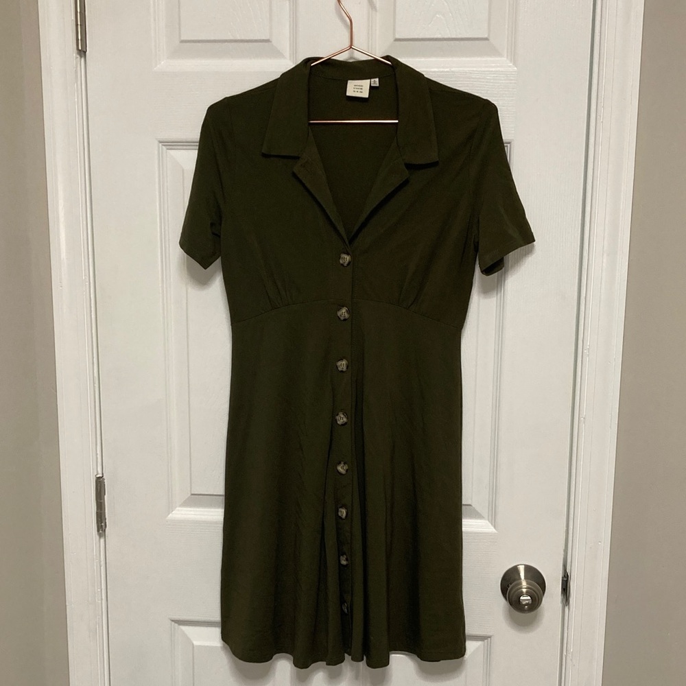 Good‎ Luck Gem Dark Green Button-Up Mini Dress